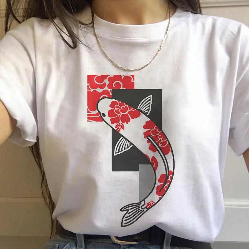 Koi Fish Graphic Print T-shirt for Women