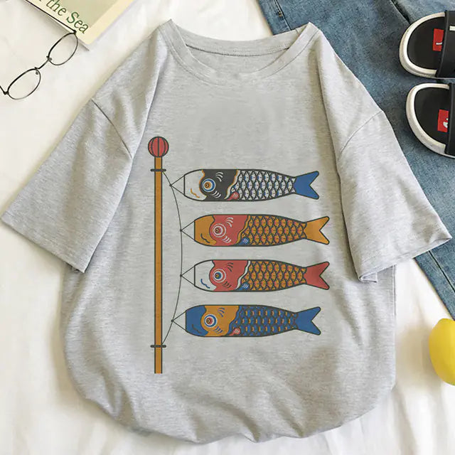 Koi Fish Graphic Print T-shirt for Women