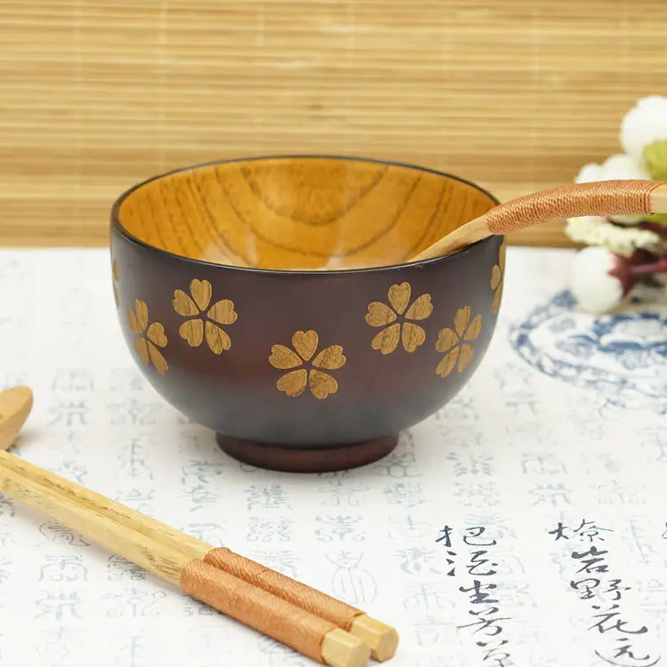 Sakura Floral Wood Dining Bowl