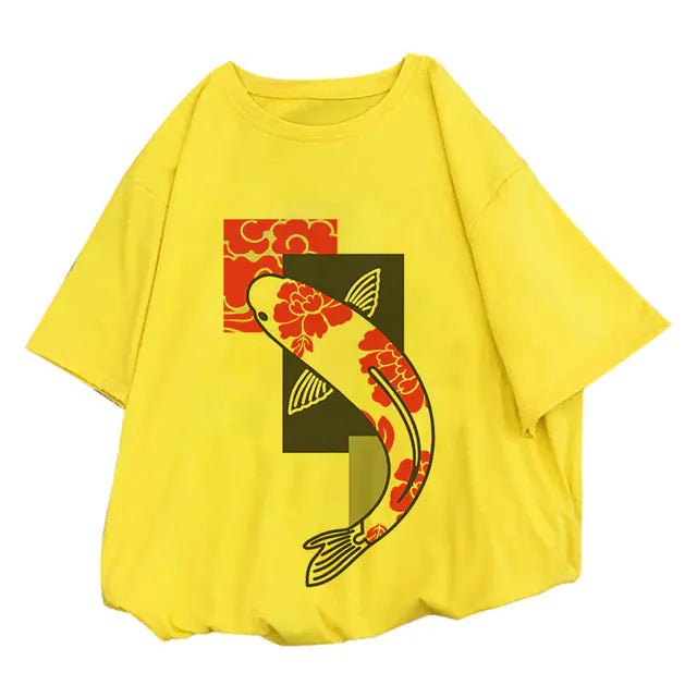 Koi Fish Graphic Print T-shirt for Women