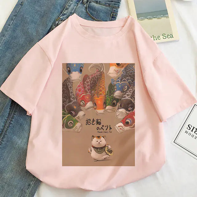 Koi Fish Graphic Print T-shirt for Women