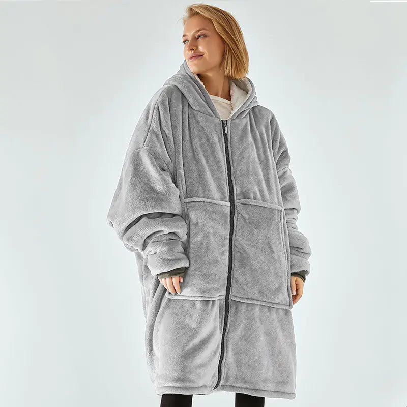 Amazon Thick Cozy Blanket with Hooded Robe for Comfort