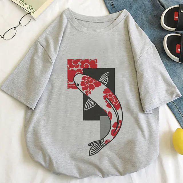 Koi Fish Graphic Print T-shirt for Women