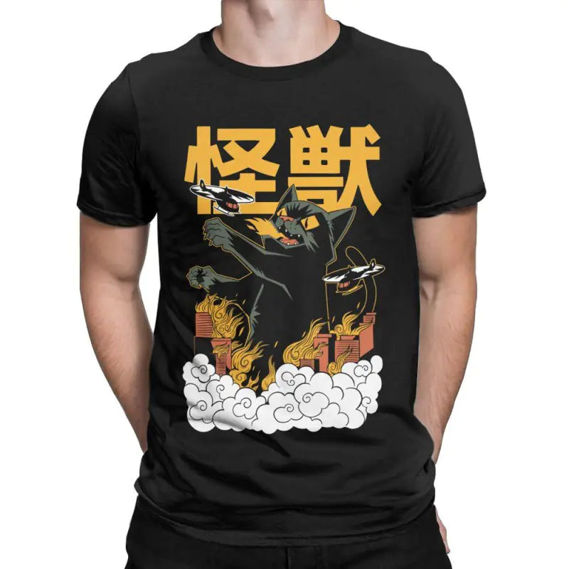 Printed Cat Themed Men's T-Shirts